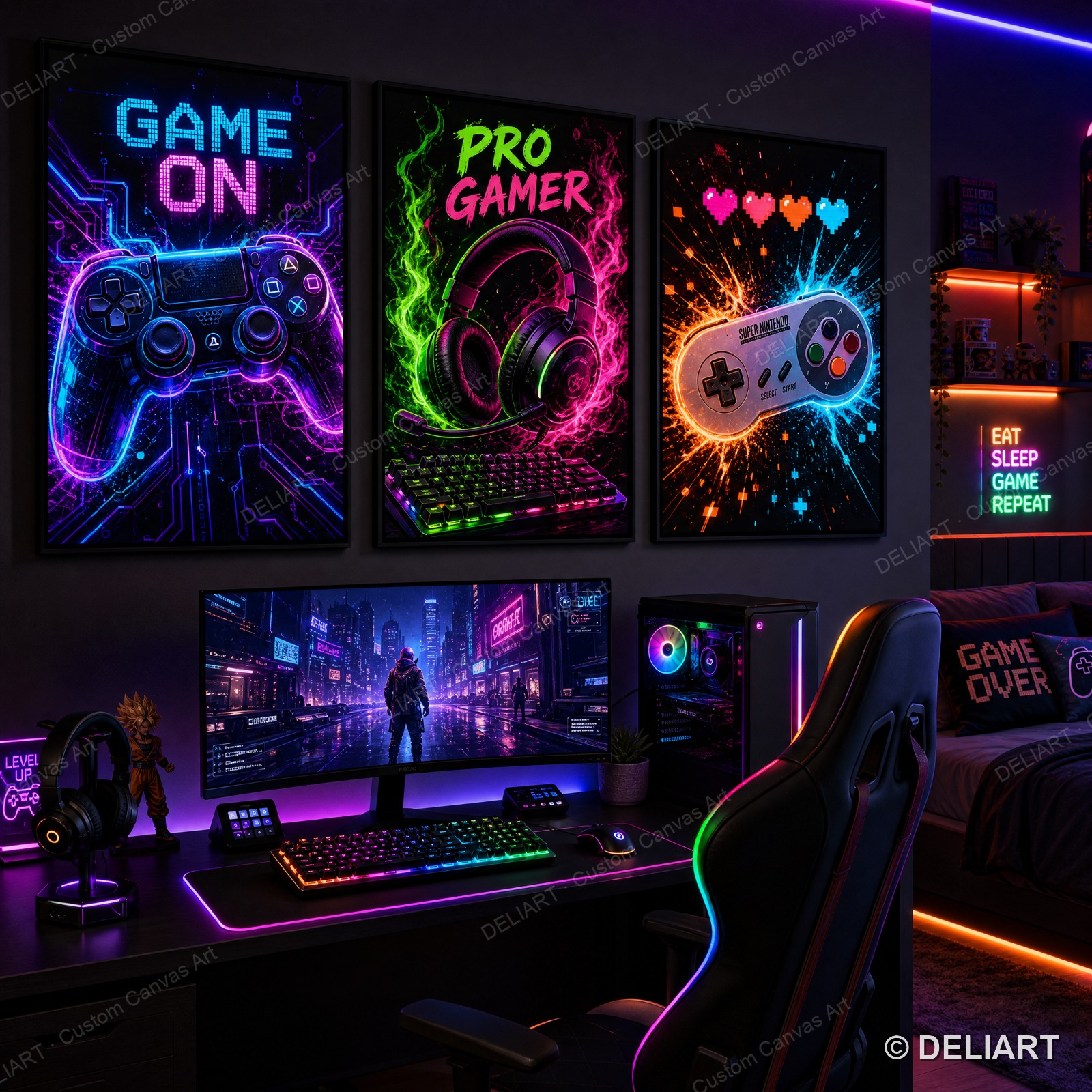 1 & 3 PCS Set Neon Gaming Post - Esports Gaming Pcs 리뷰 및 가격