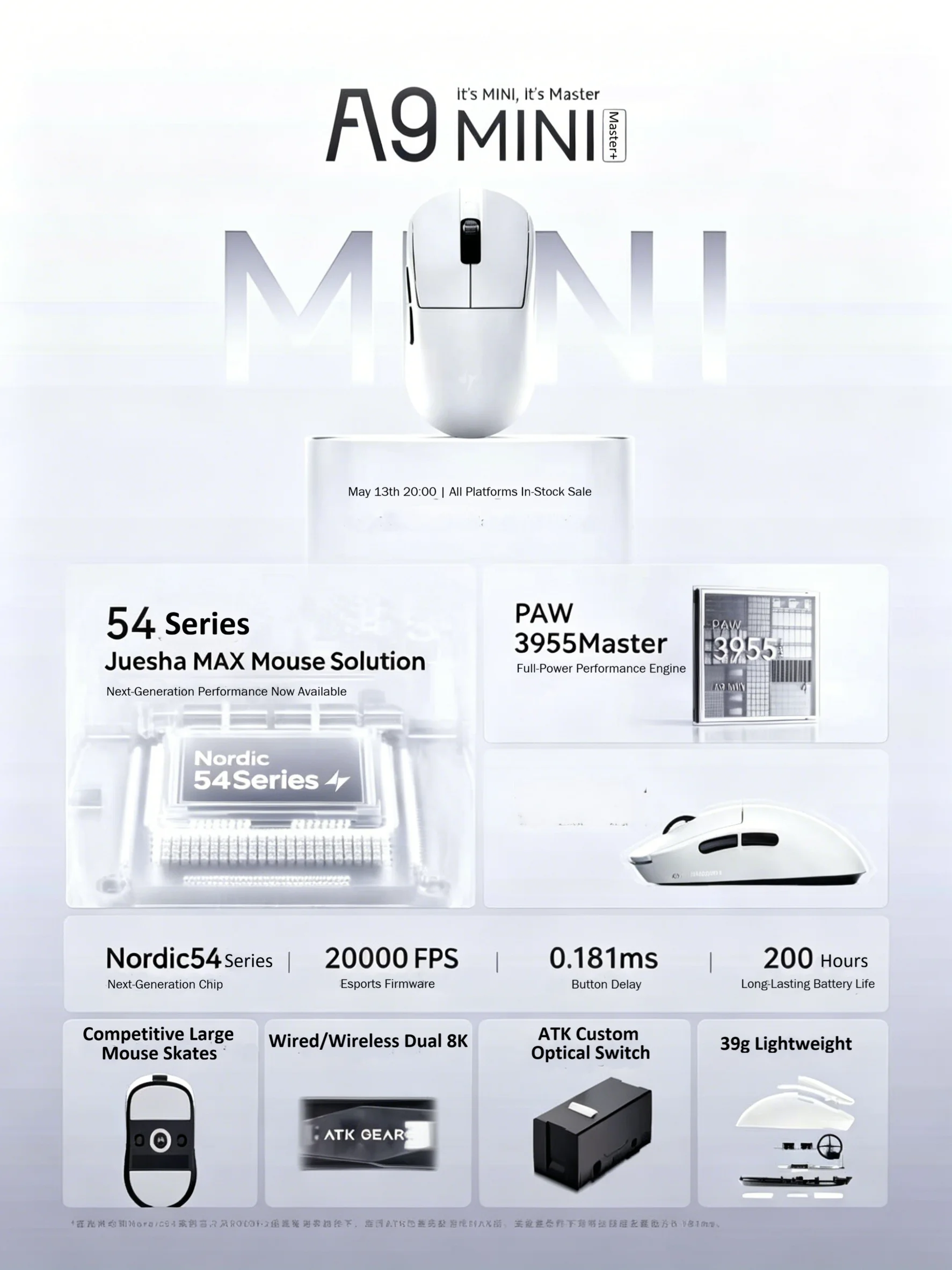 ATK A9 Mini Master Plus PAW395 - Esports Gaming Mouse Wireless 리뷰 및 가격
