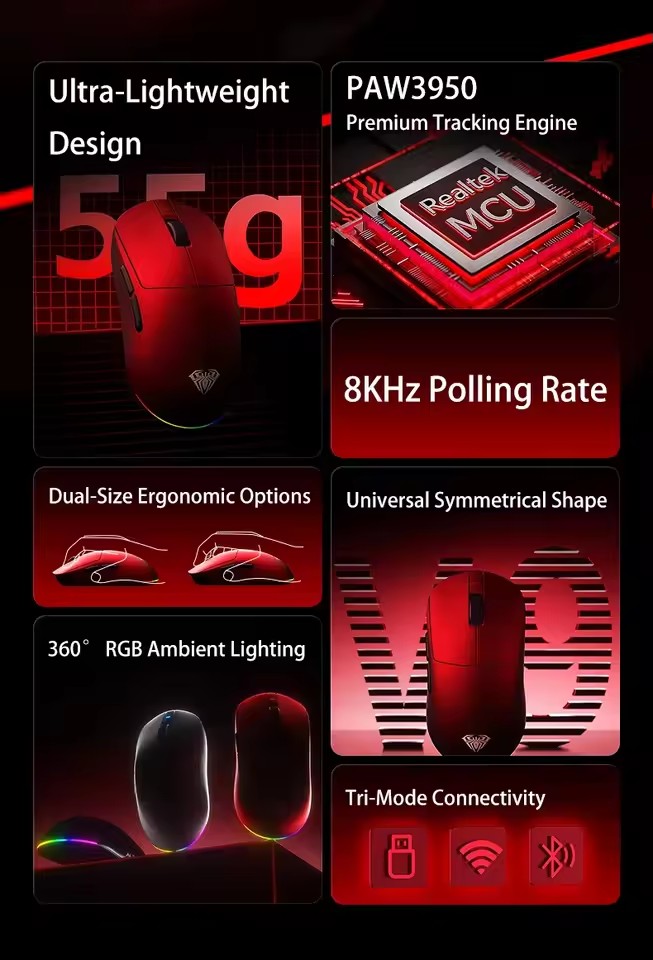 AULA V9 Ultra Wireless Mouse T - Esports Gaming Mouse Wireless 리뷰 및 가격